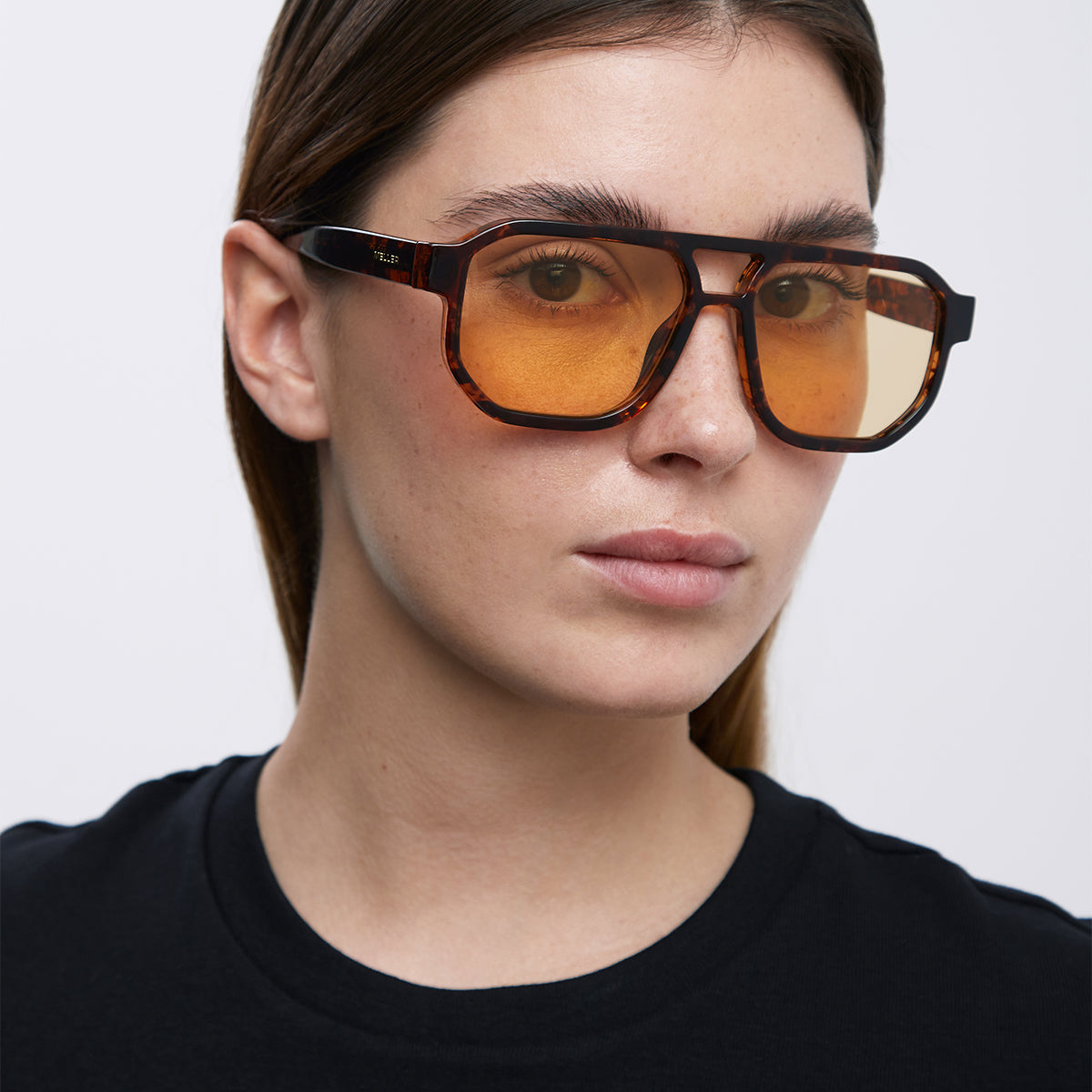 Meller Lunette Aviateur Verre Jaune Lunettes Meller Marron En